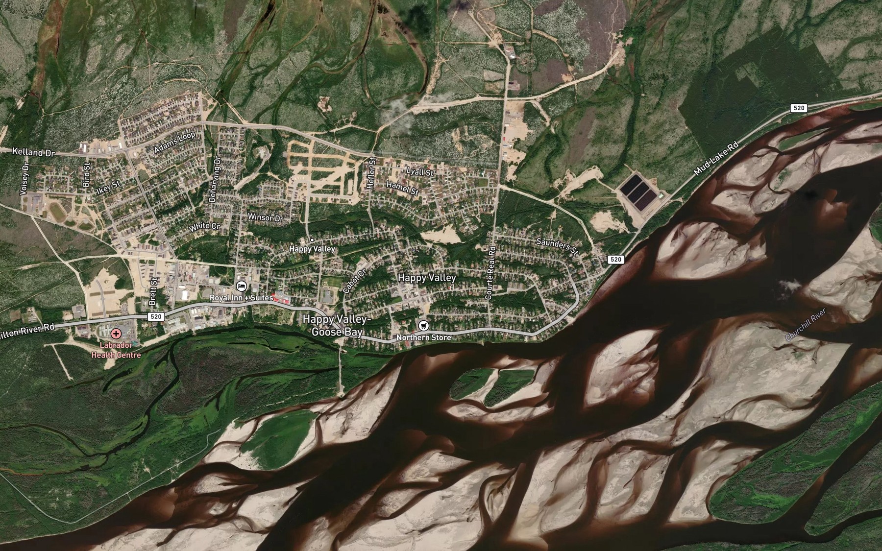 Satellite map of the Birch Island Creek