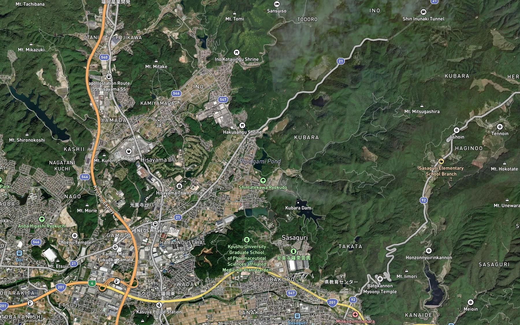 Satellite map of the Ikegami Ike