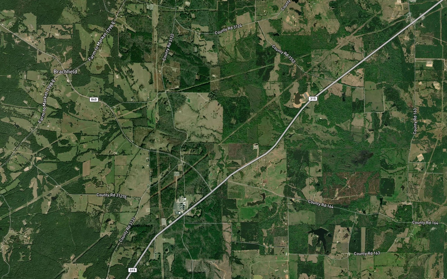 Satellite map of the Brantley Branch