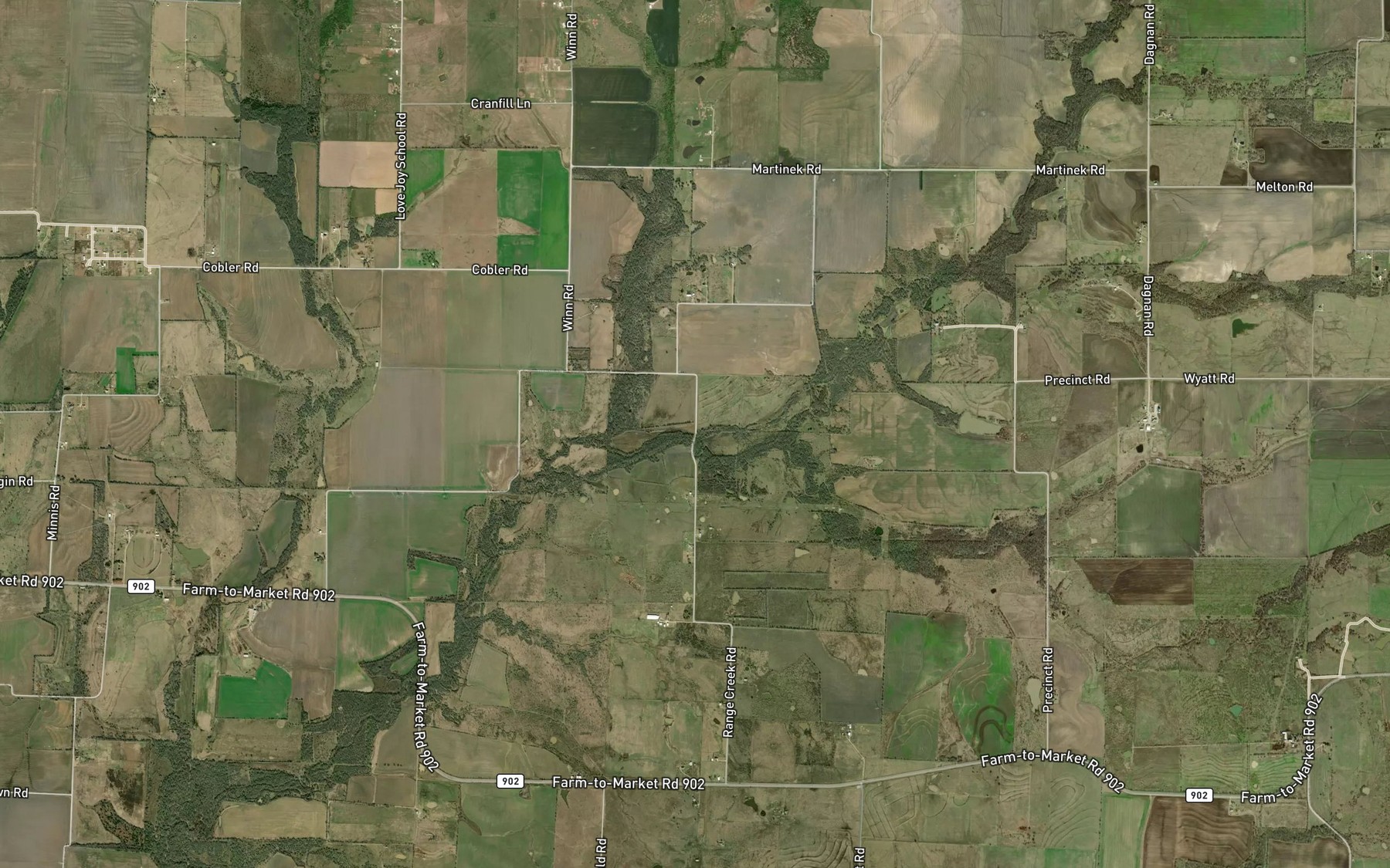 Satellite map of the Little Elm Creek