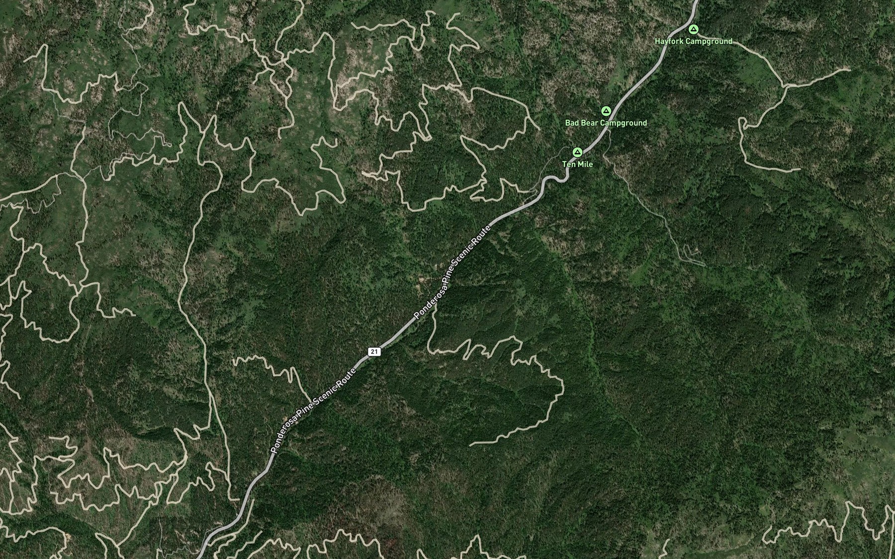Satellite map of the Eightmile Creek