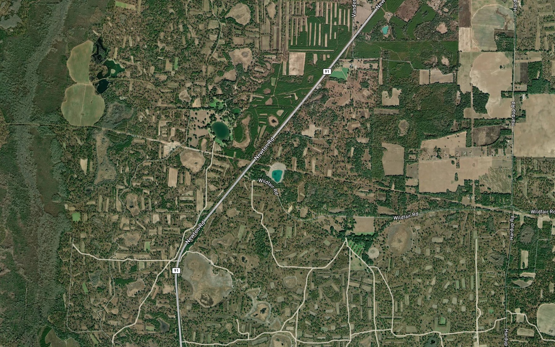 Satellite map of the Lawton Pond