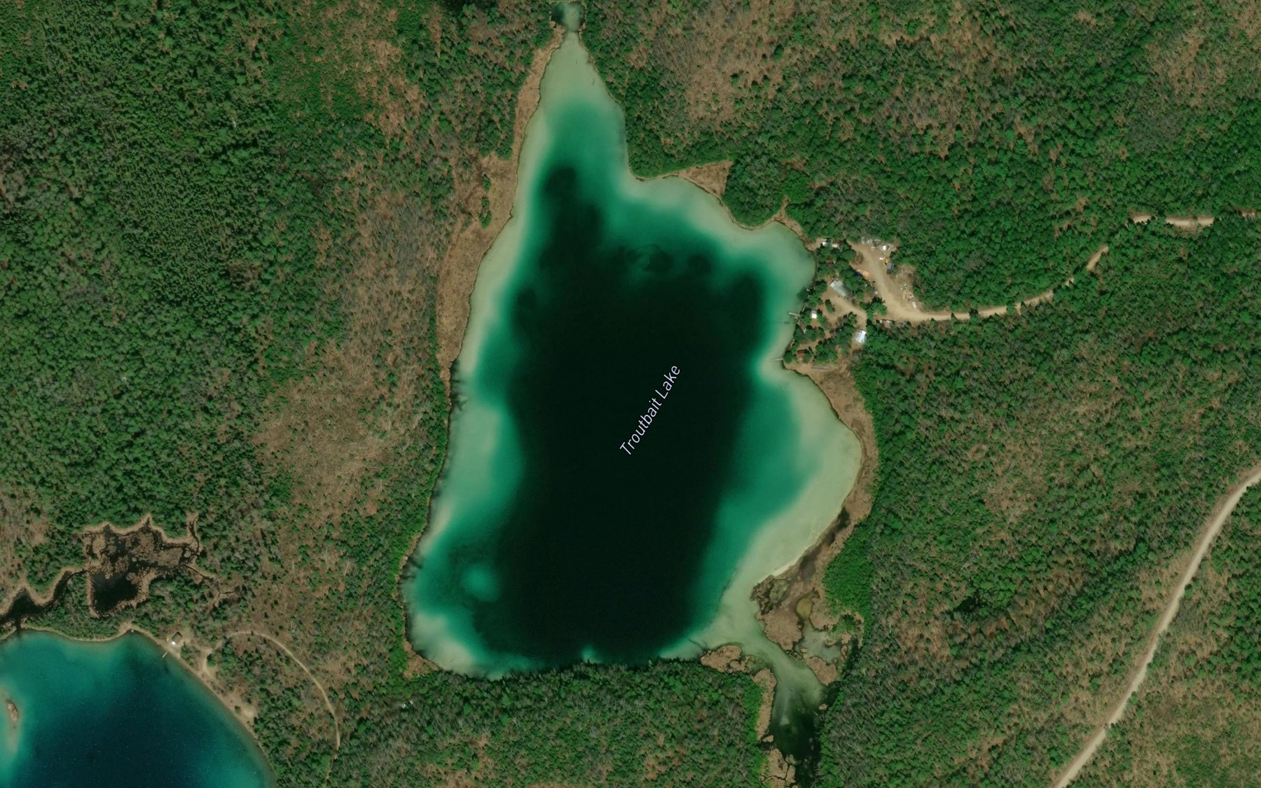 Satellite map of the Troutbait Lake