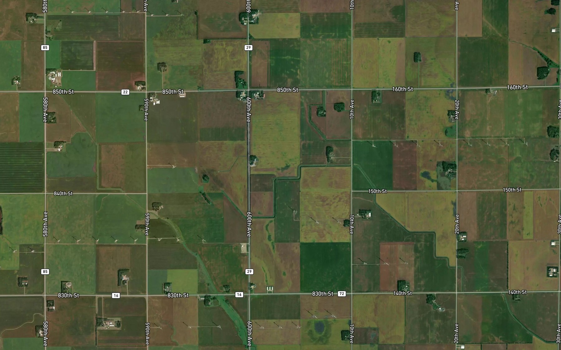 Satellite map of the Judicial Ditch Number Fifteen