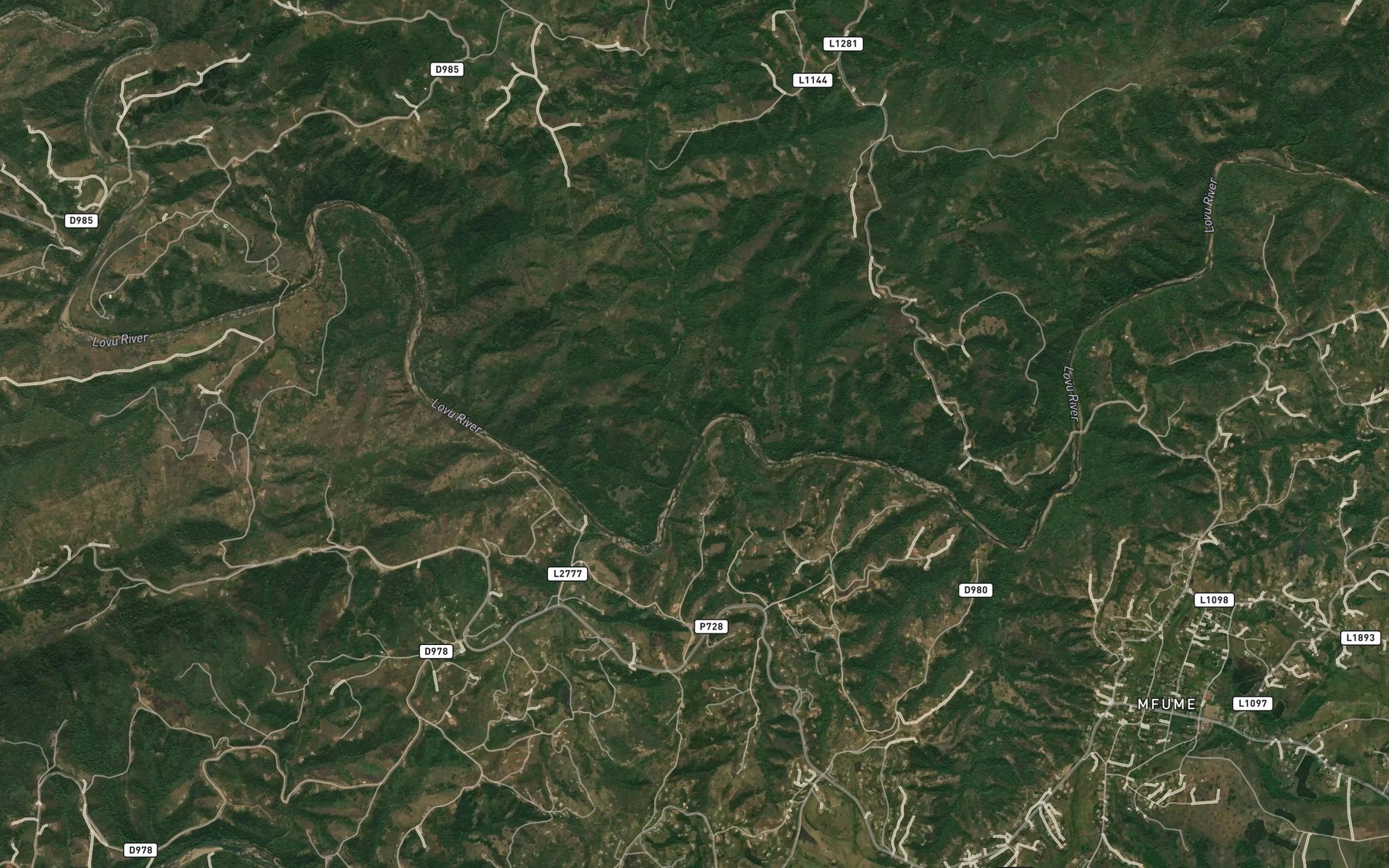 Satellite map of the Mzimpunzi