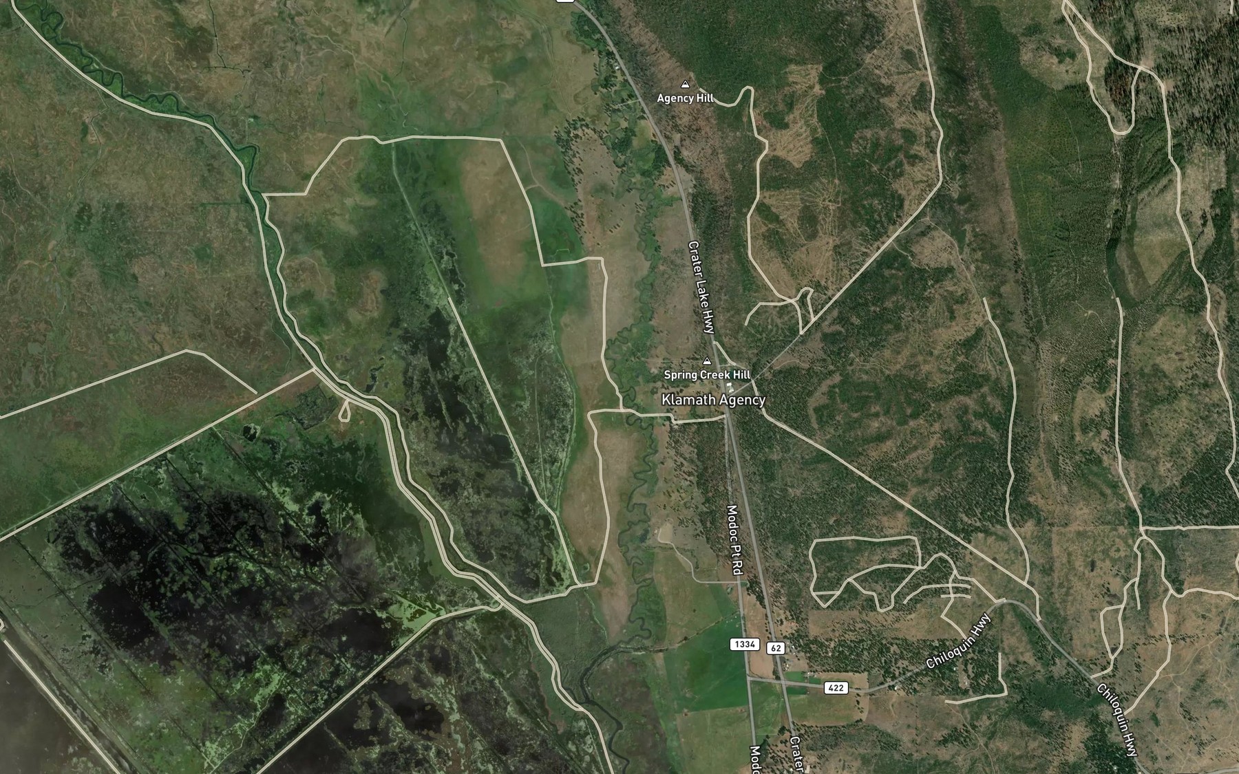 Satellite map of the Agency Creek