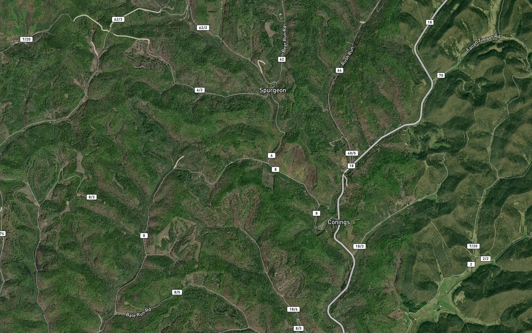 Satellite map of the Lick Run