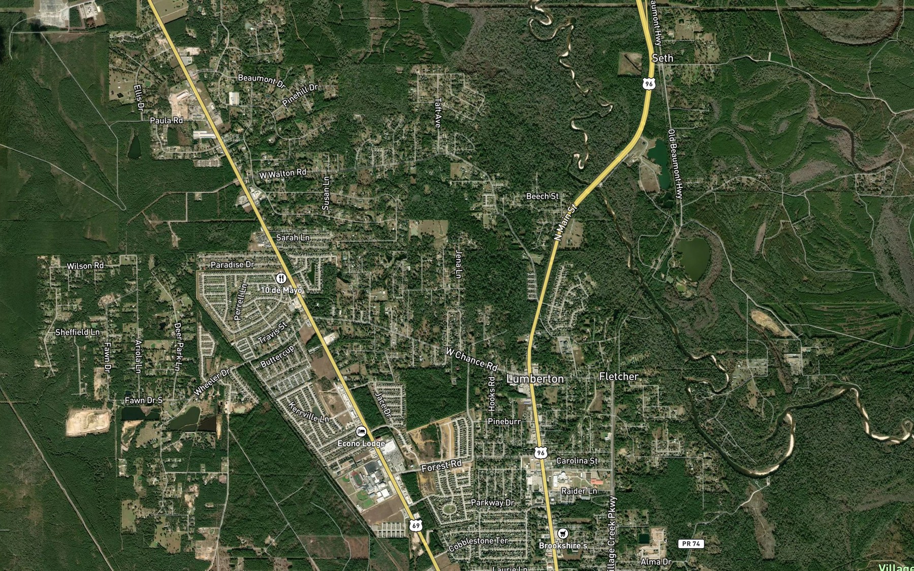 Satellite map of the Meadows Springs