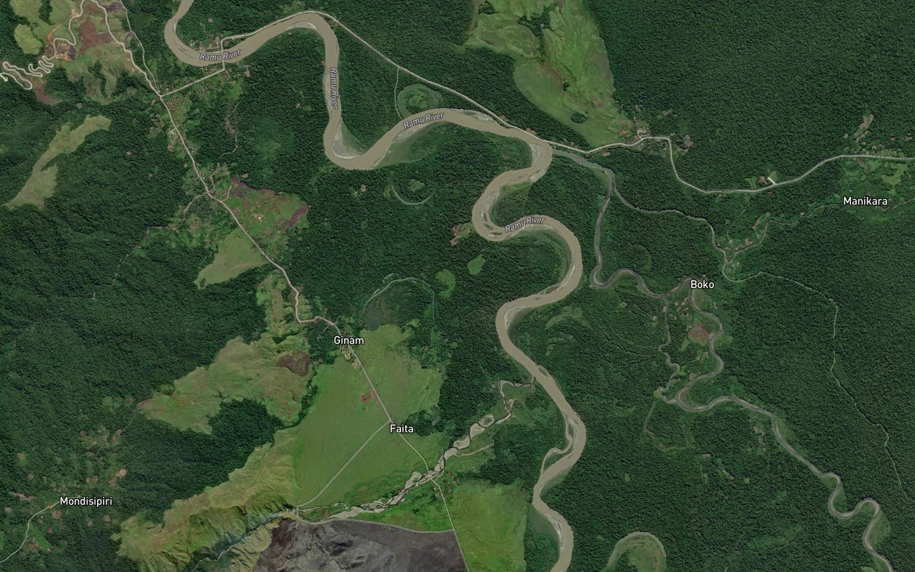 Satellite map of the Baia River