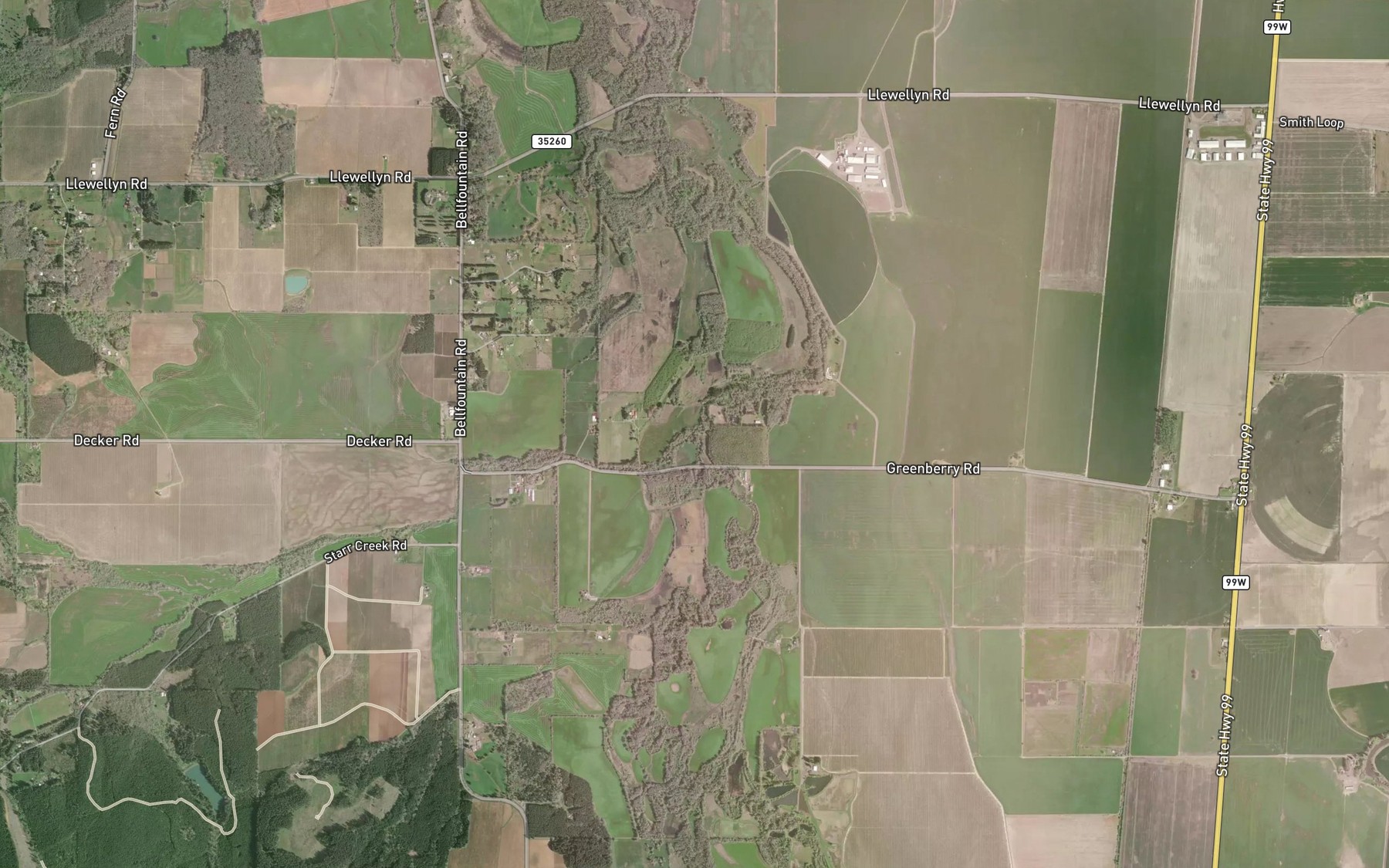 Satellite map of the Beaver Creek