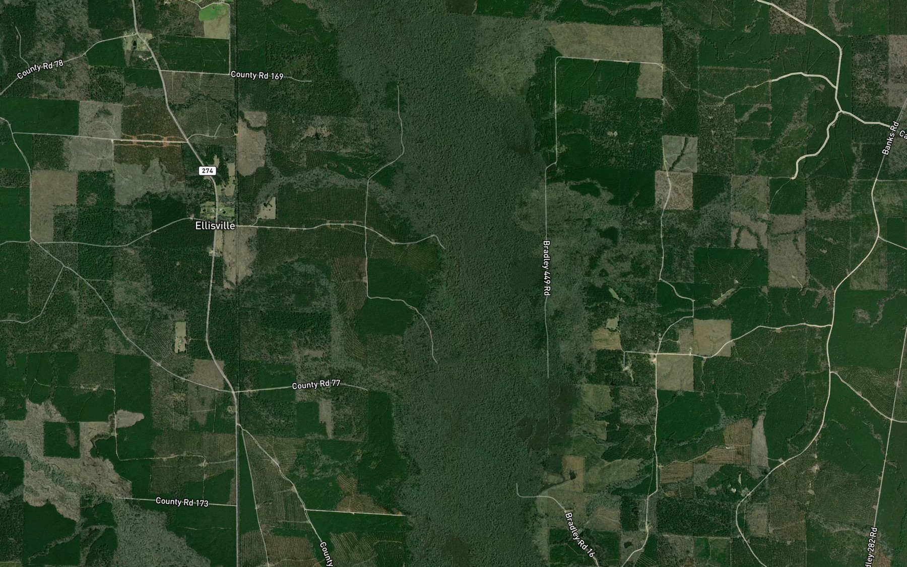 Satellite map of the White Oak Creek