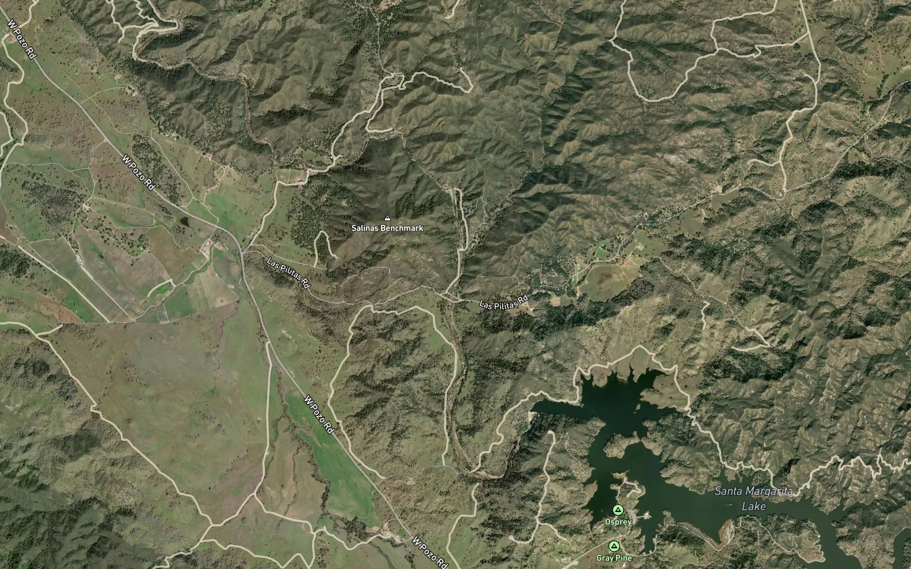 Satellite map of the Pilitas Creek