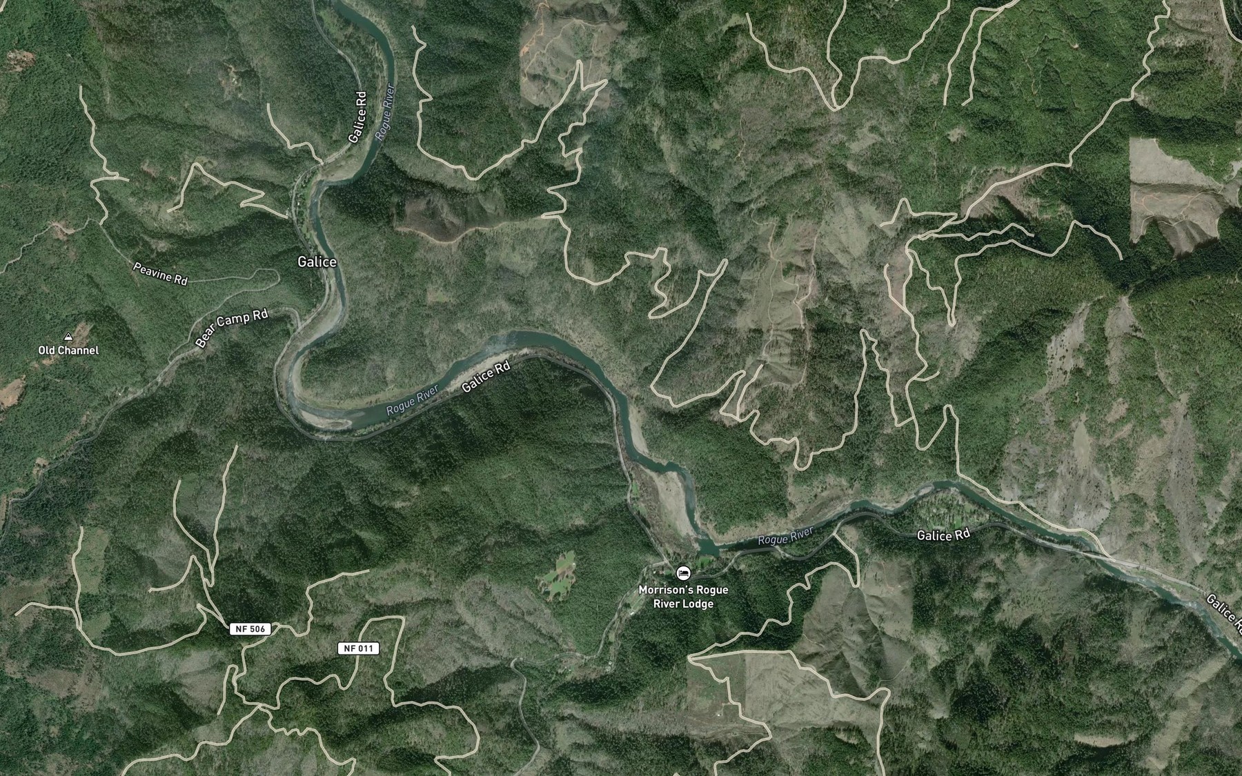 Satellite map of the Paint Creek