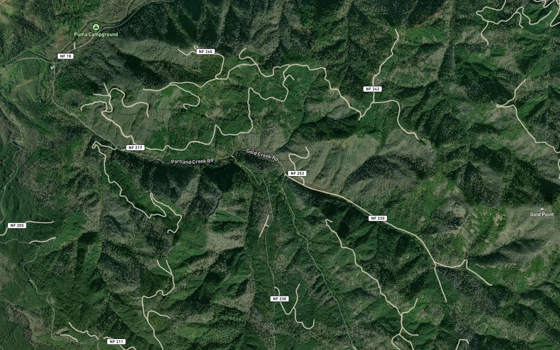 Satellite map of the Logan Creek
