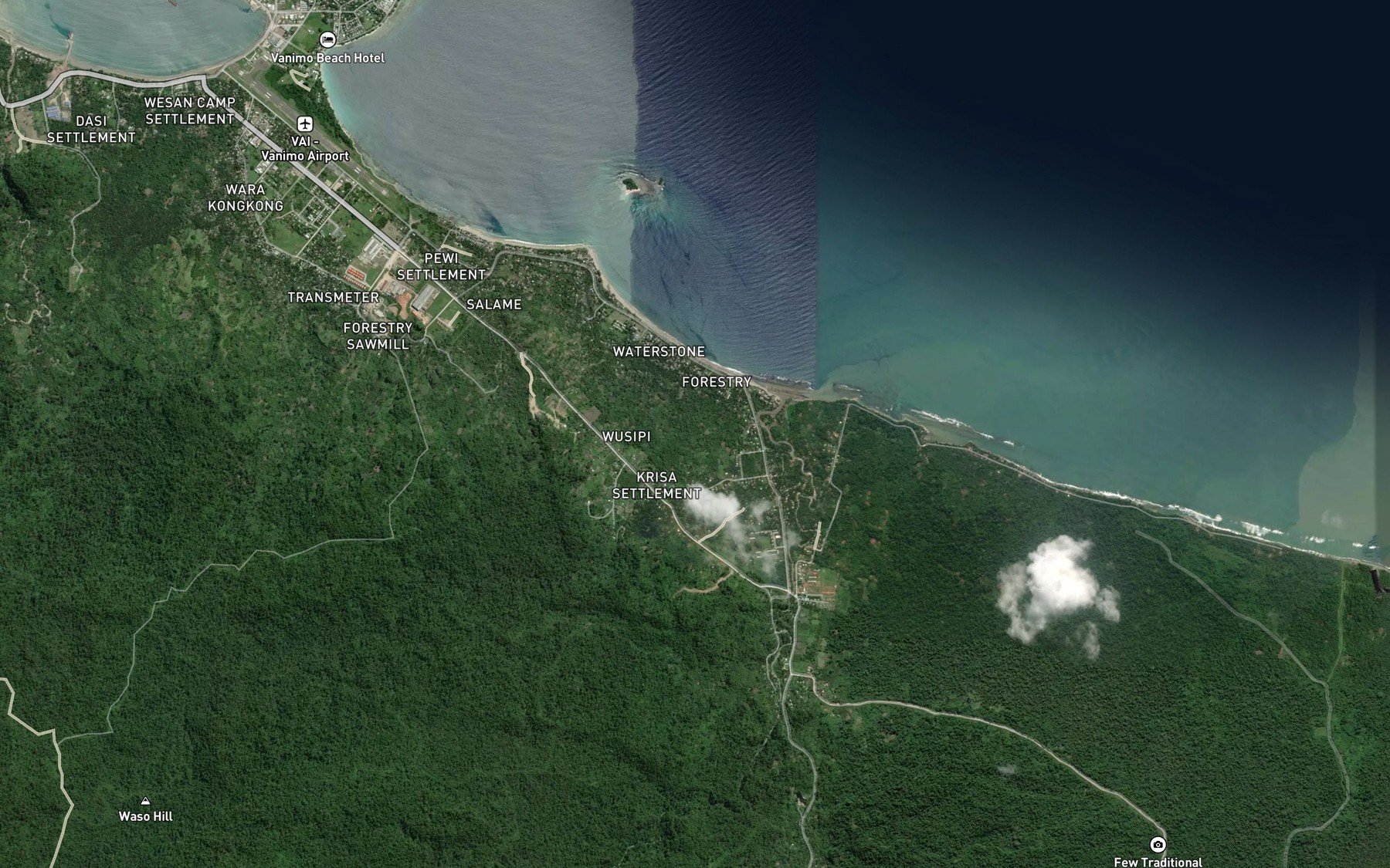 Satellite map of the Osobu Creek