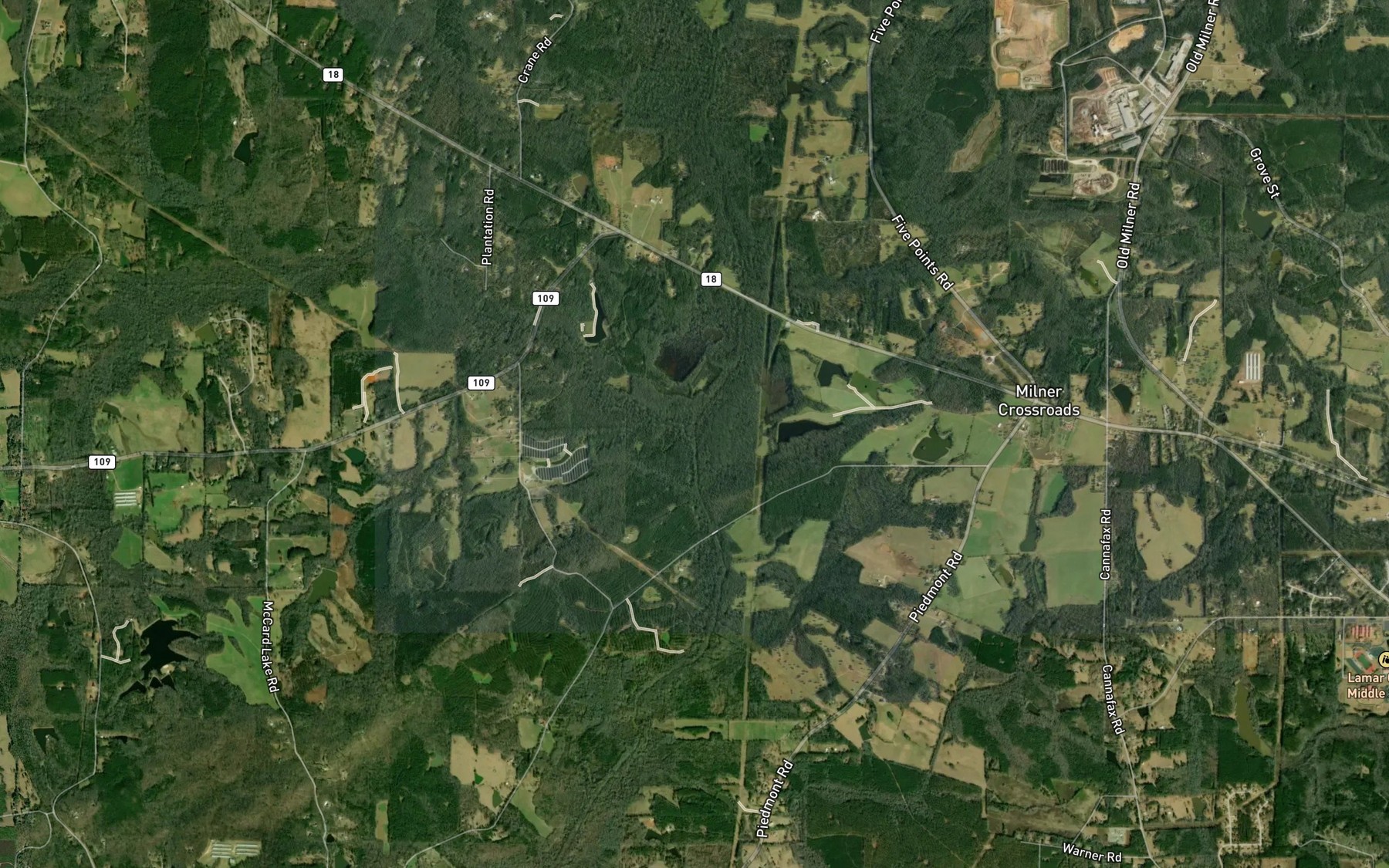 Satellite map of the Little Potato Creek