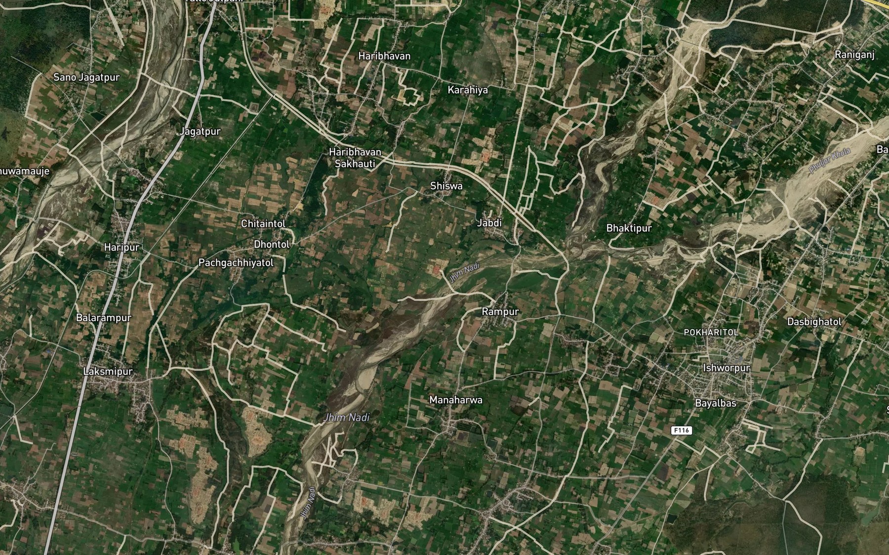 Satellite map of the Lalbandi Khola