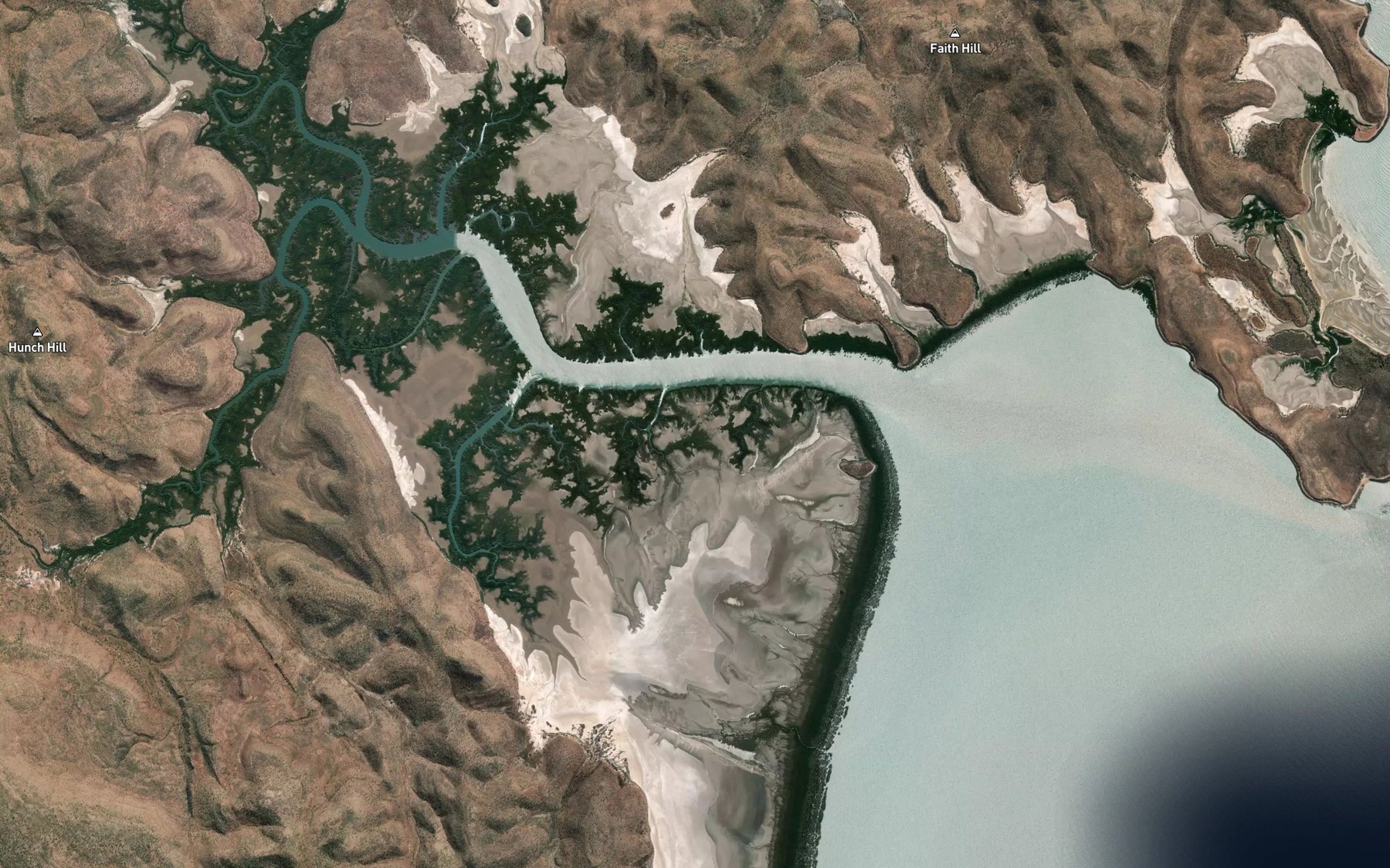 Satellite map of the Helby River