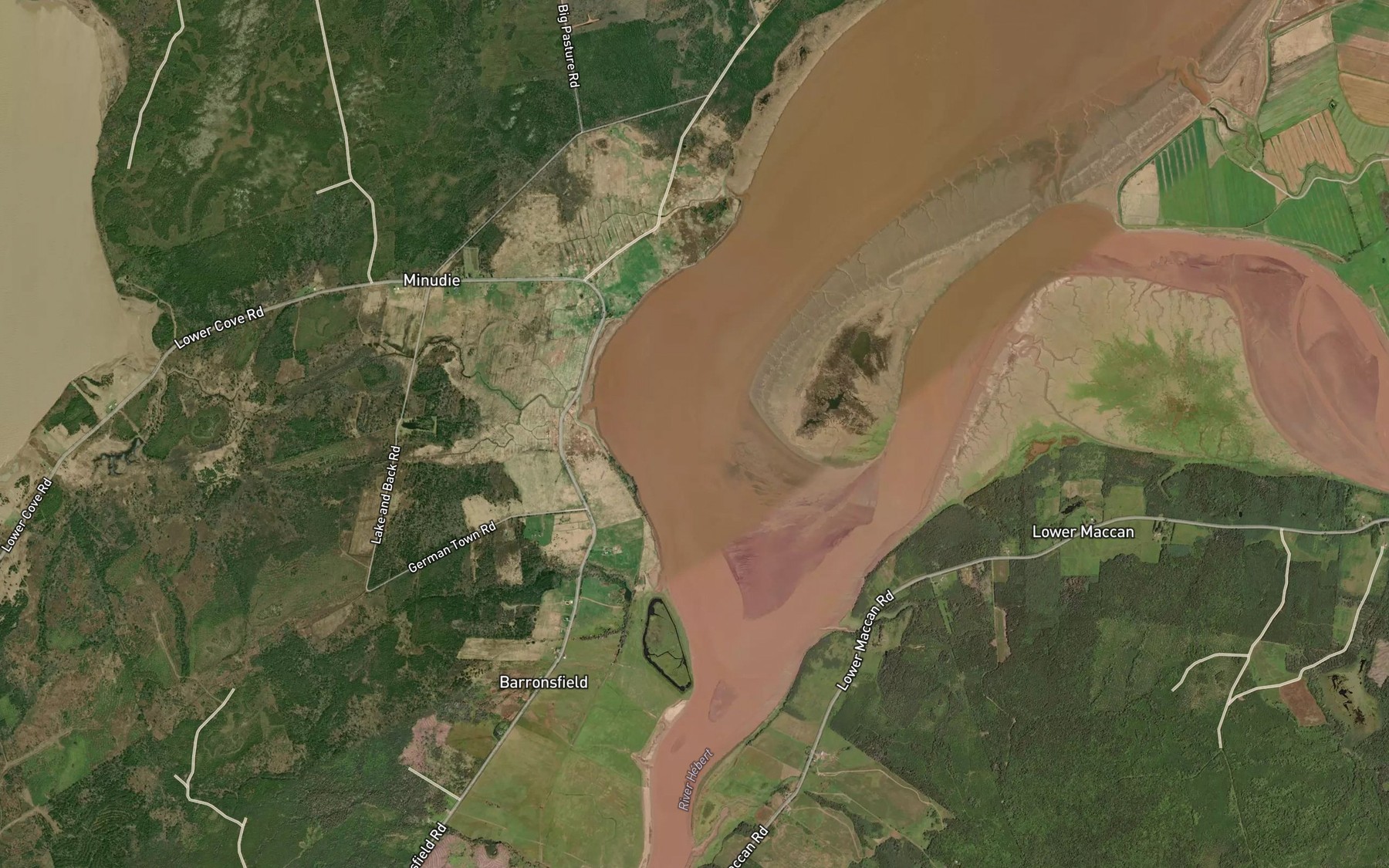Satellite map of the Maccan River