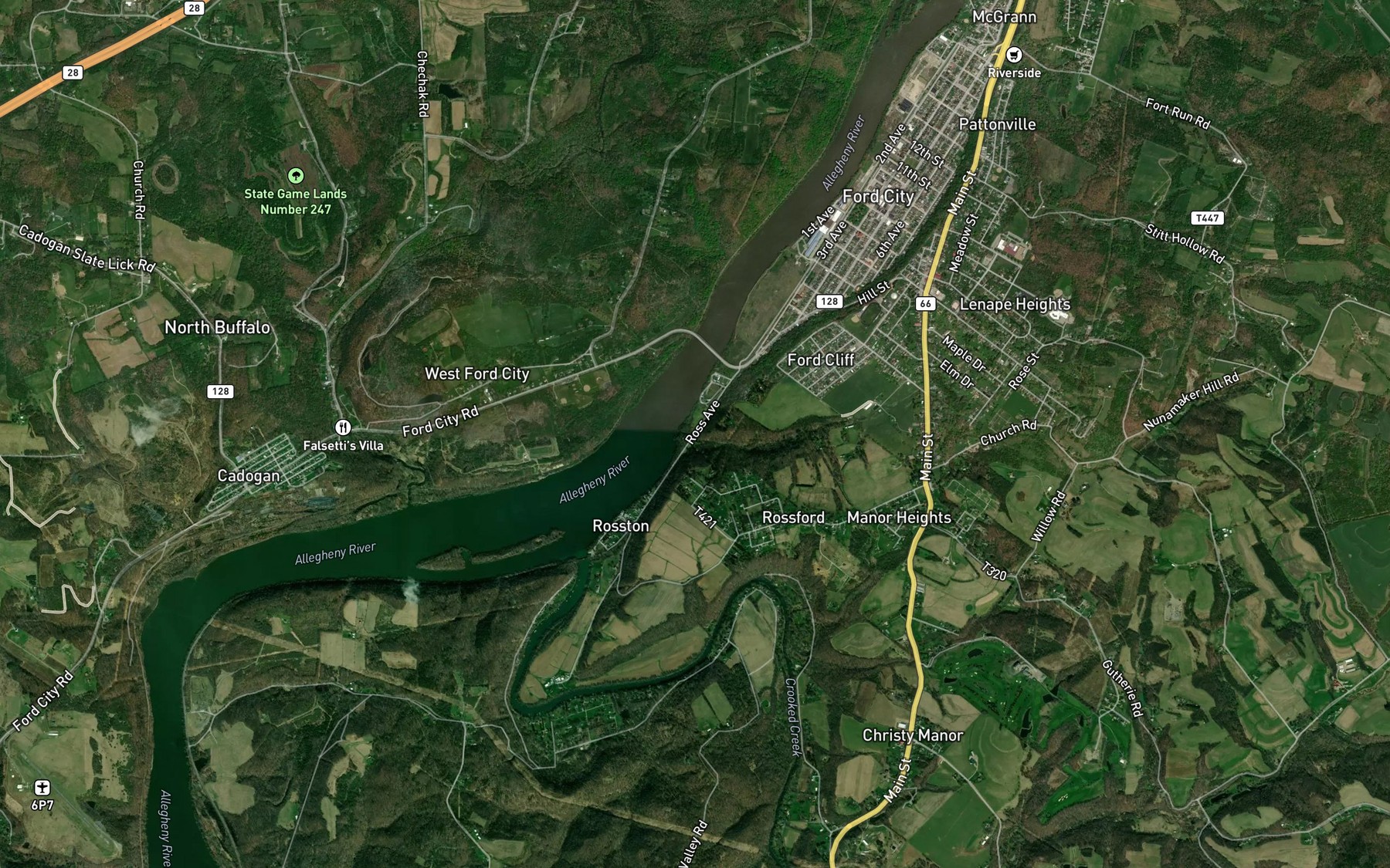 Satellite map of the Tub Mill Run