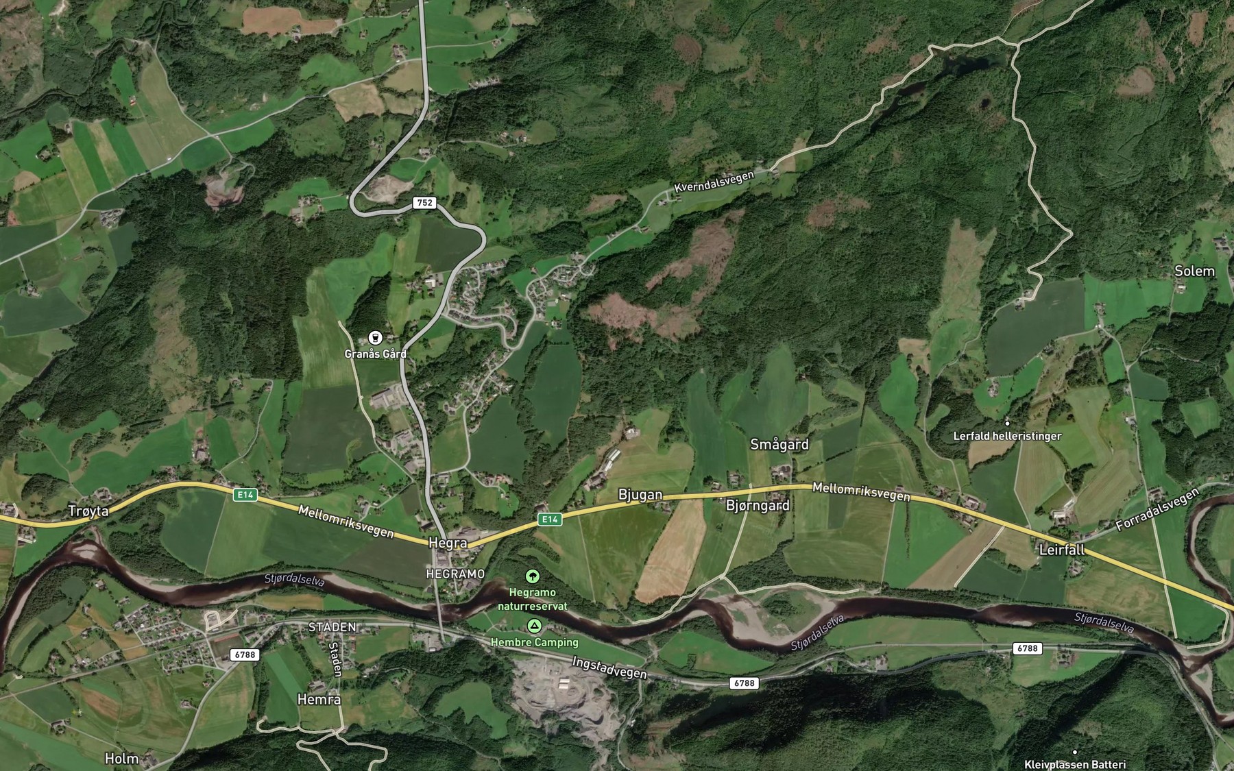 Satellite map of the Bjugbekken