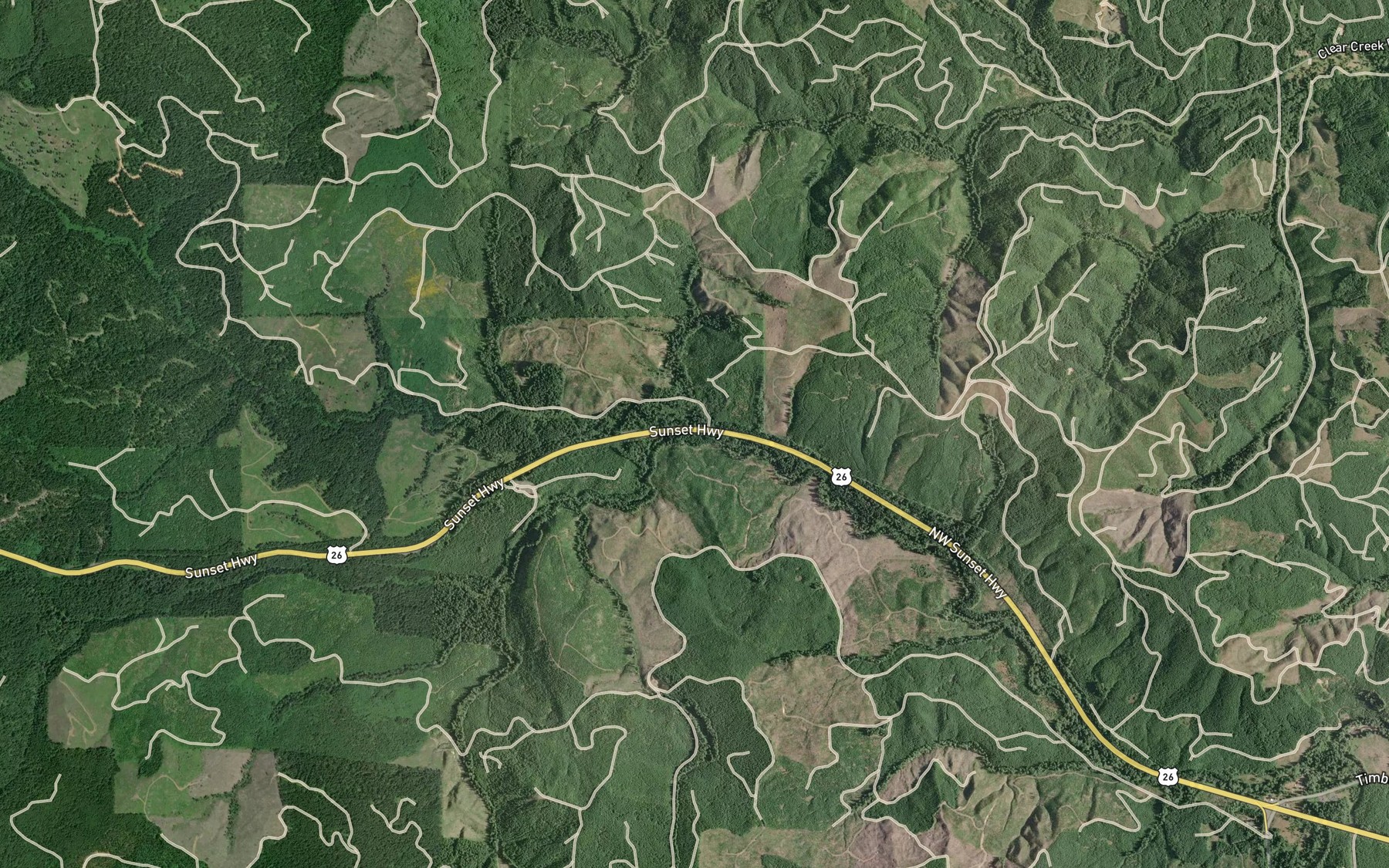 Satellite map of the North Fork Wolf Creek