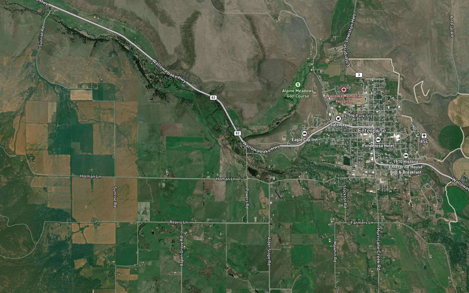 Satellite map of the Spring Creek
