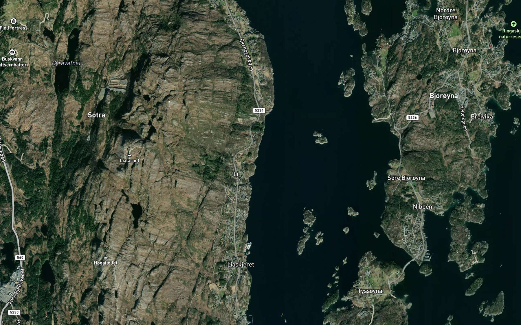 Satellite map of the Nordra Vika