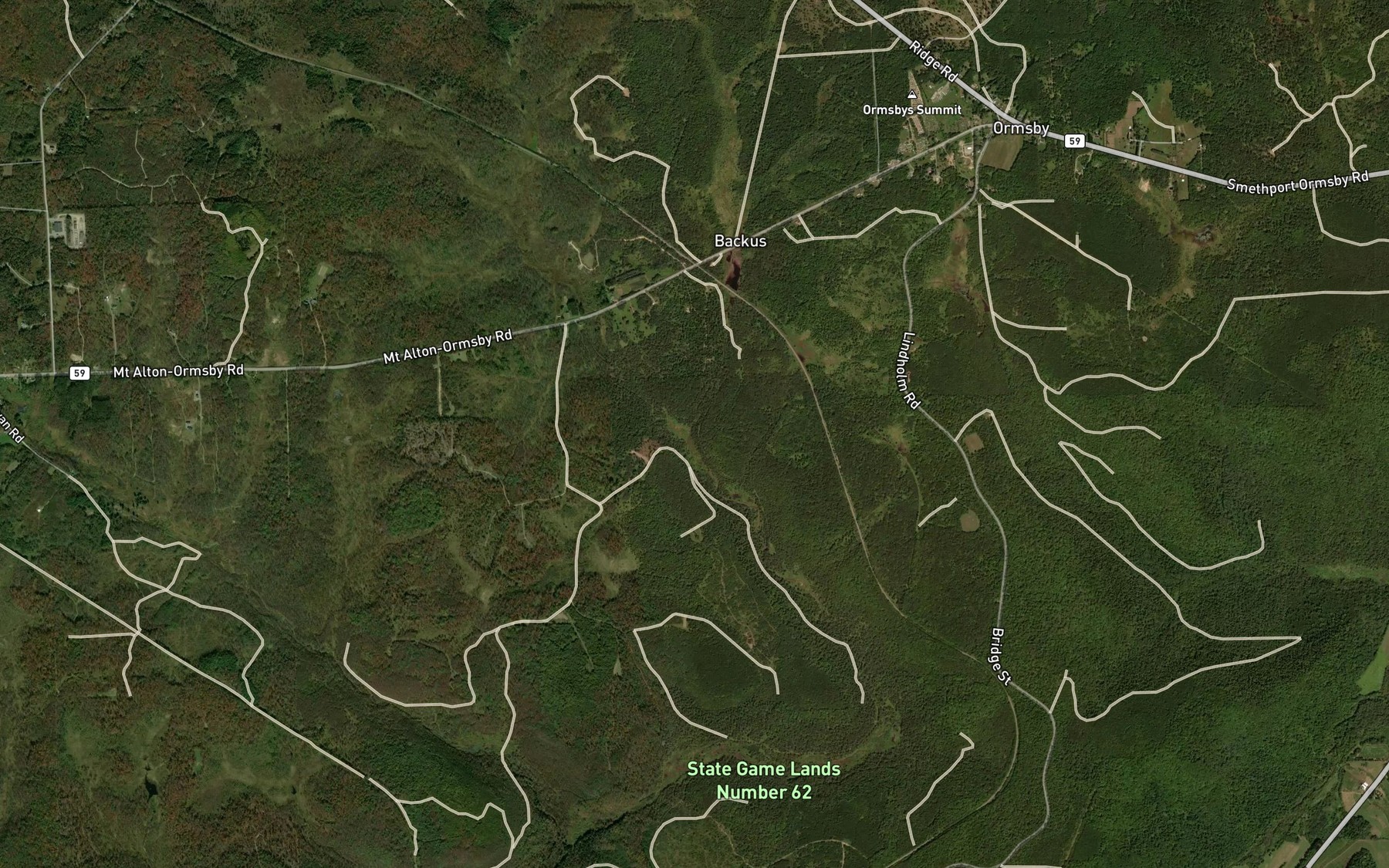 Satellite map of the Little Black Brook