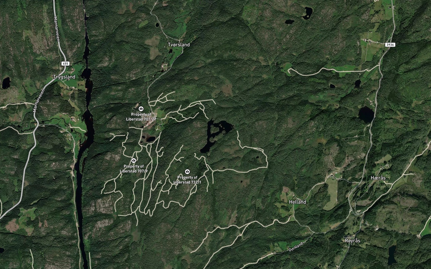 Satellite map of the Eldhusdalsvatnet