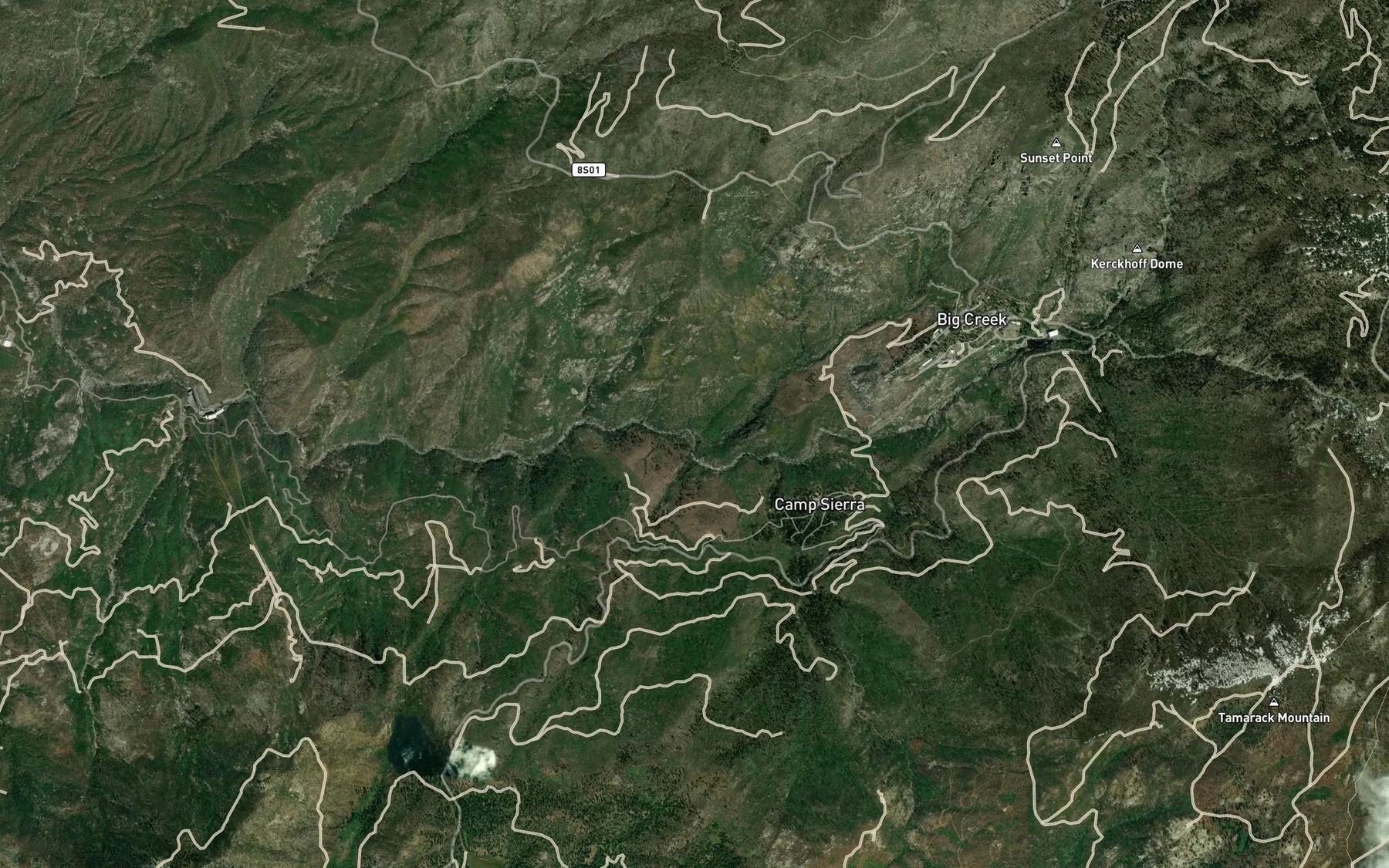 Satellite map of the Sheep Thief Creek