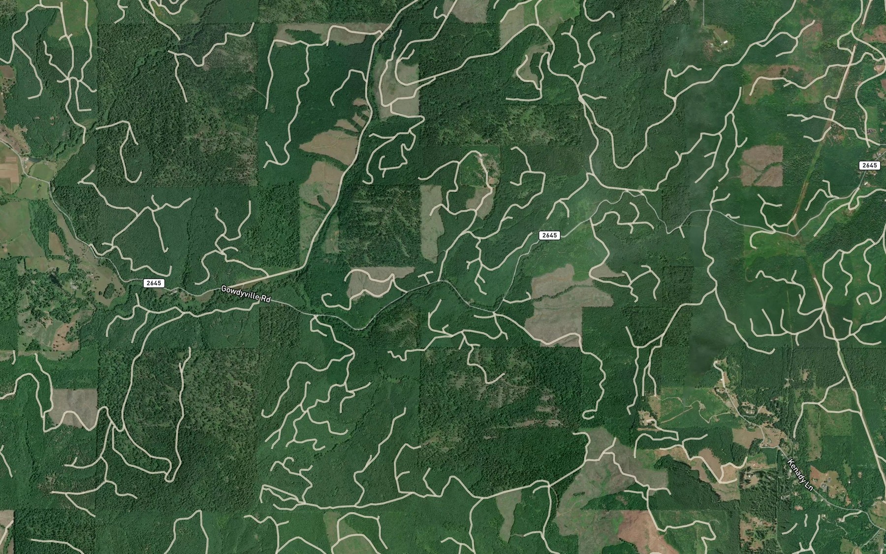 Satellite map of the Maxwell Creek
