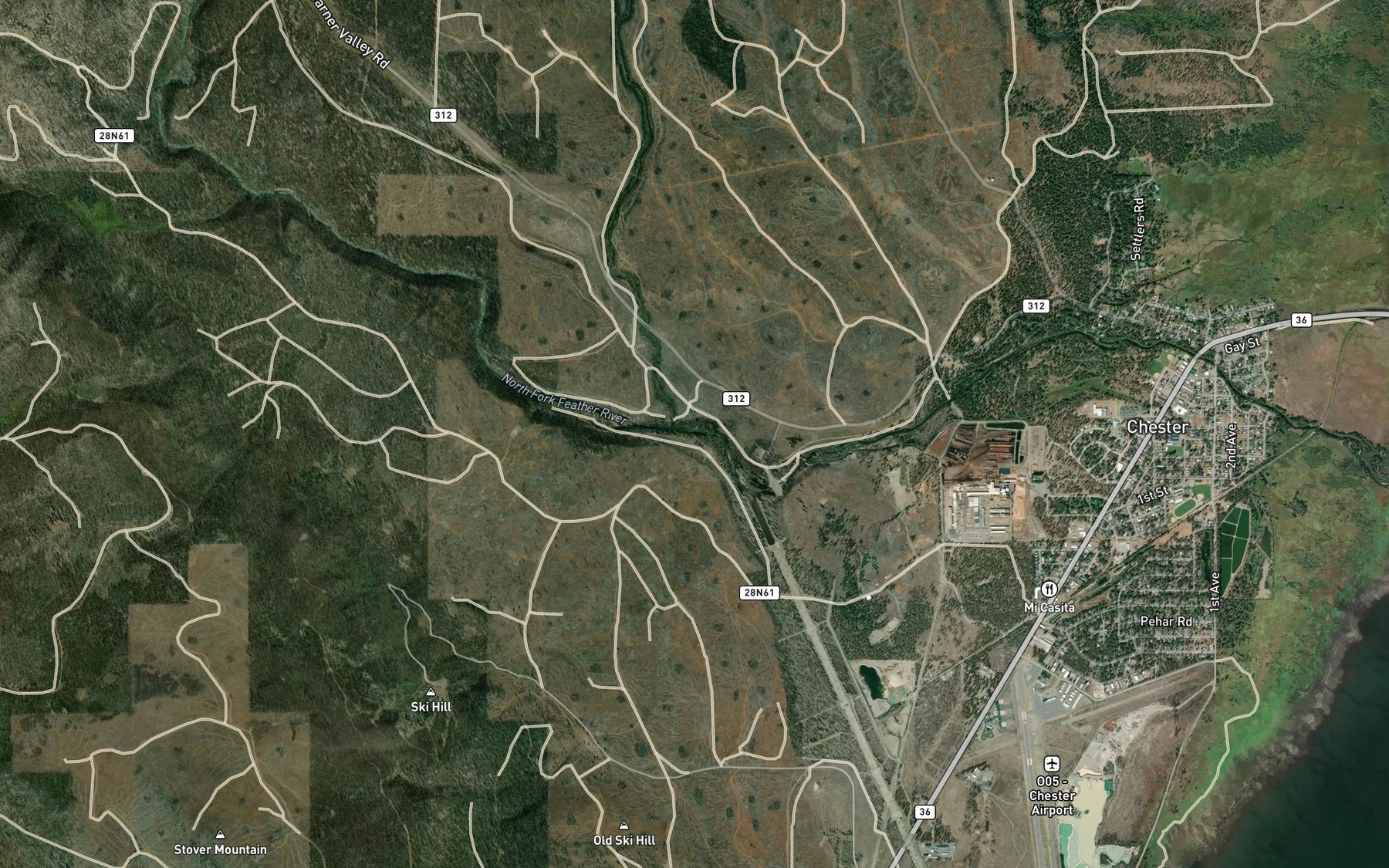 Satellite map of the Louse Creek