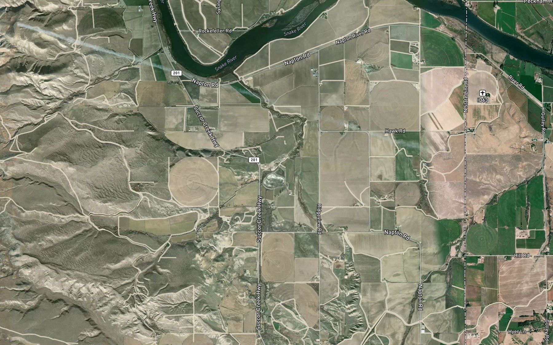 Satellite map of the North Alkali Creek