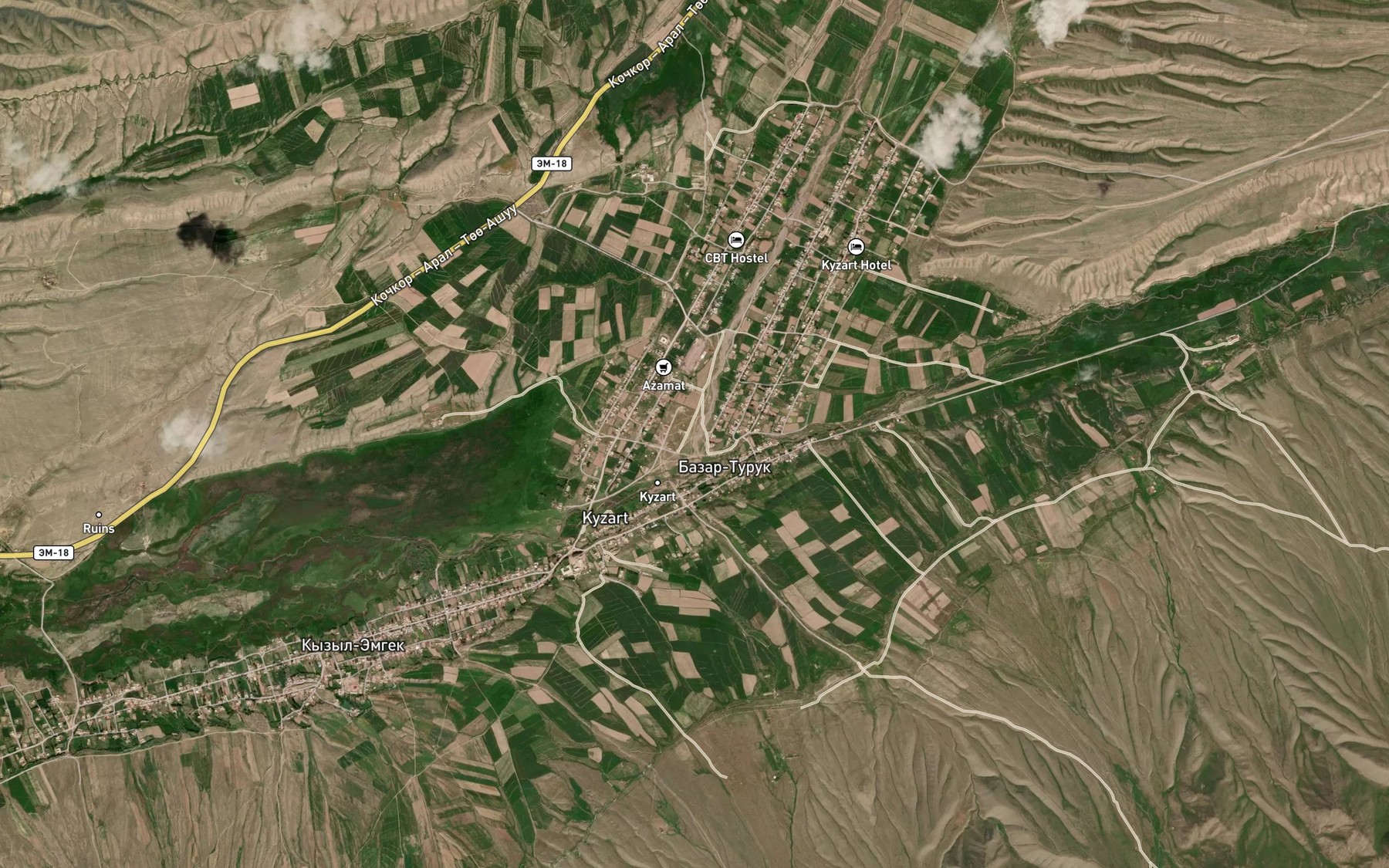 Satellite map of the Kyzart
