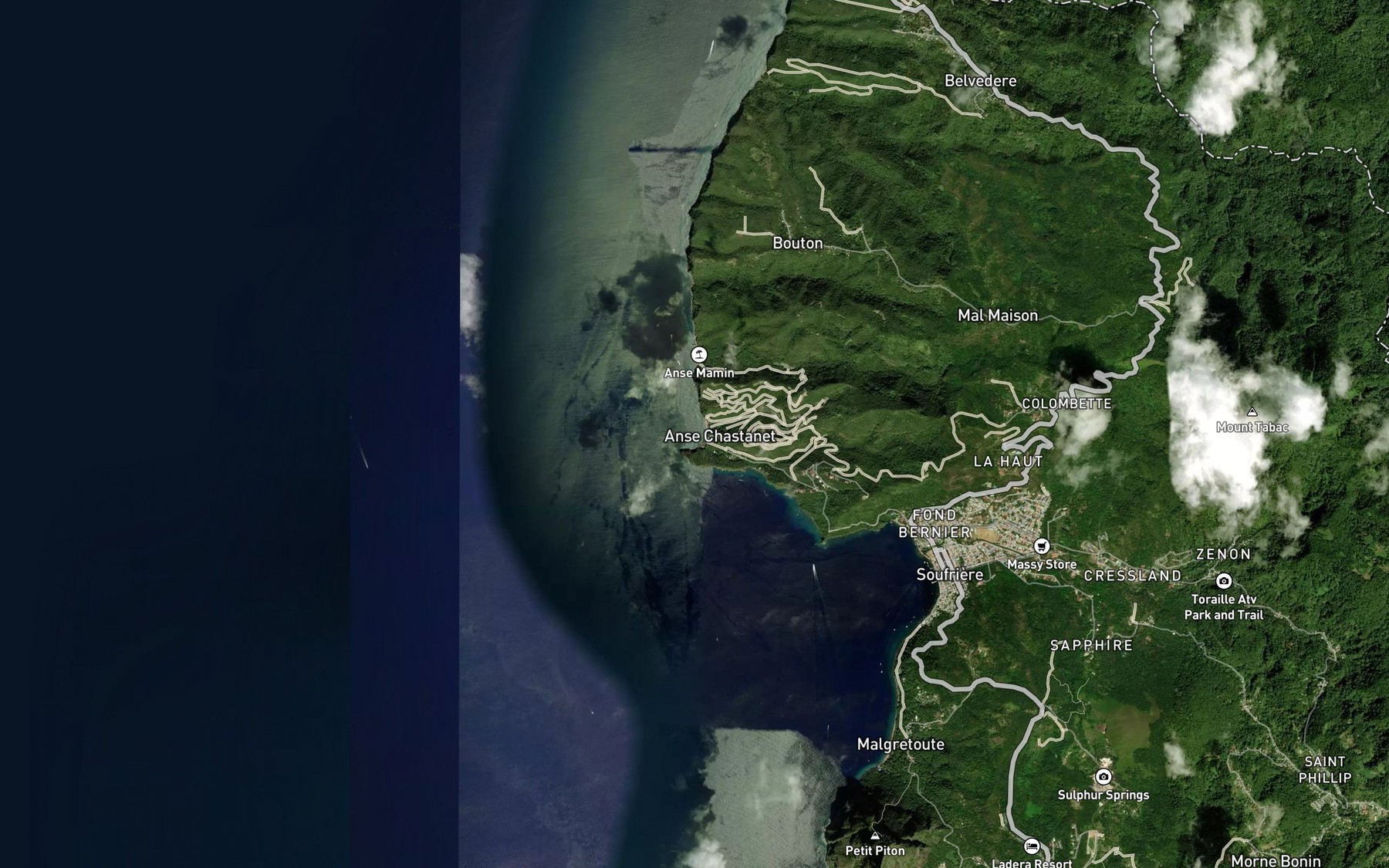 Satellite map of the Anse Chastanet