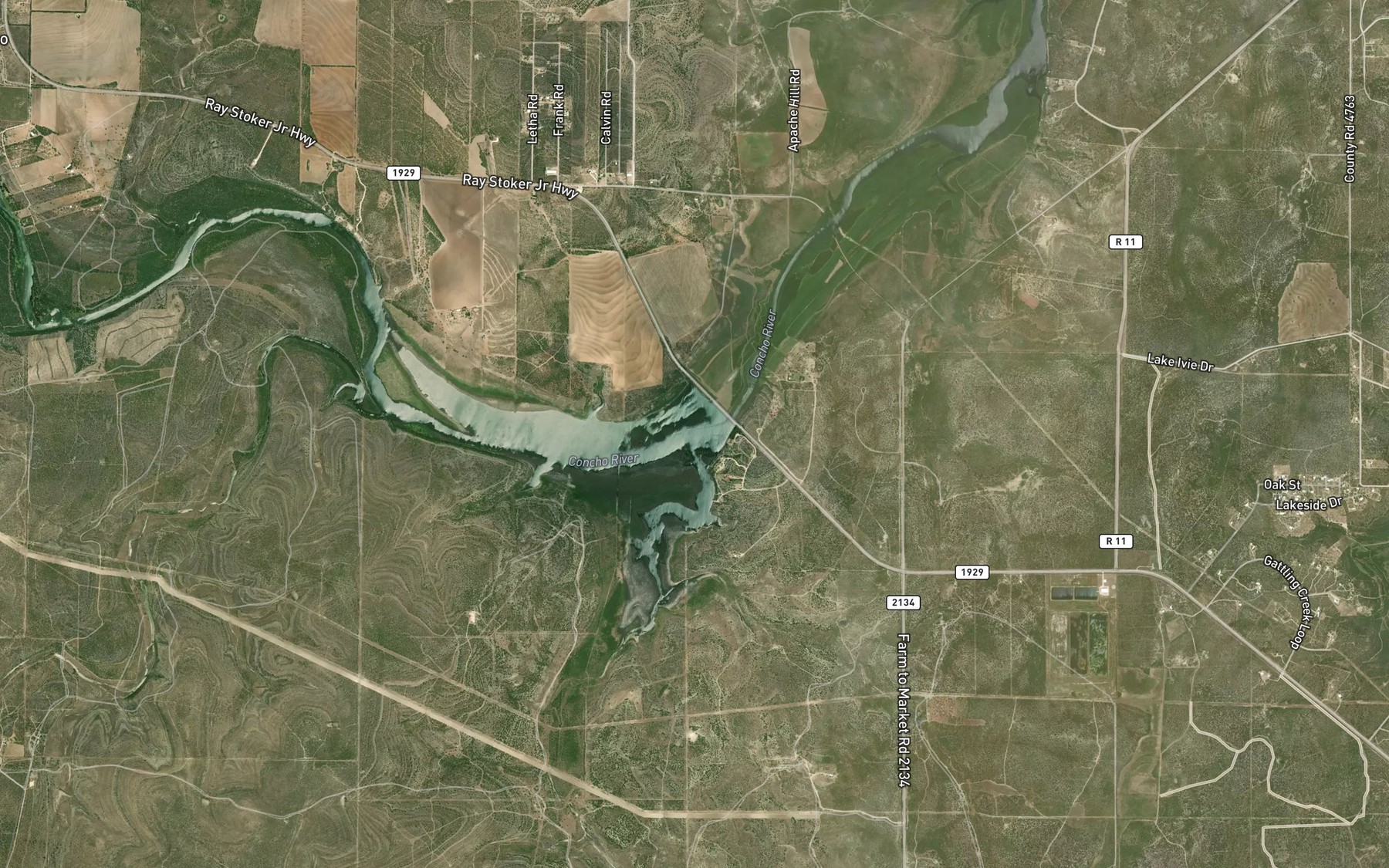 Satellite map of the Horse Creek