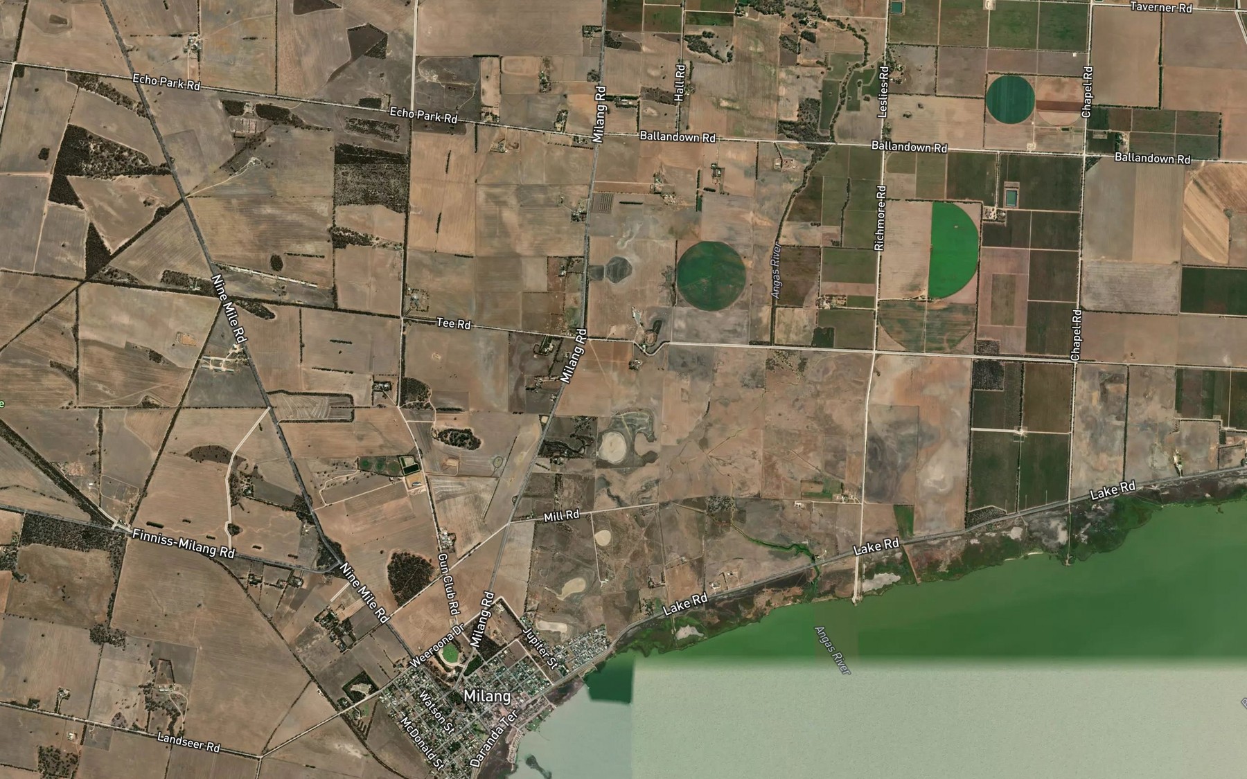 Satellite map of the River Angas