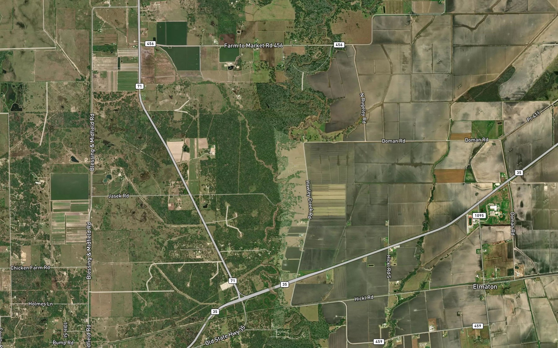 Satellite map of the Wallace Creek