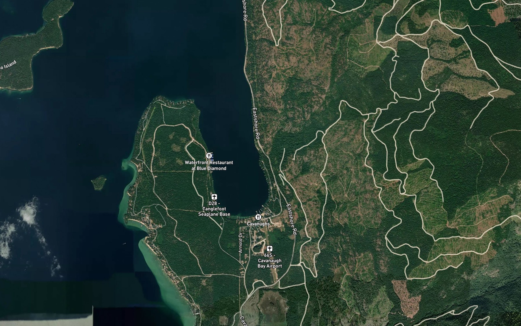 Satellite map of the Cougar Creek
