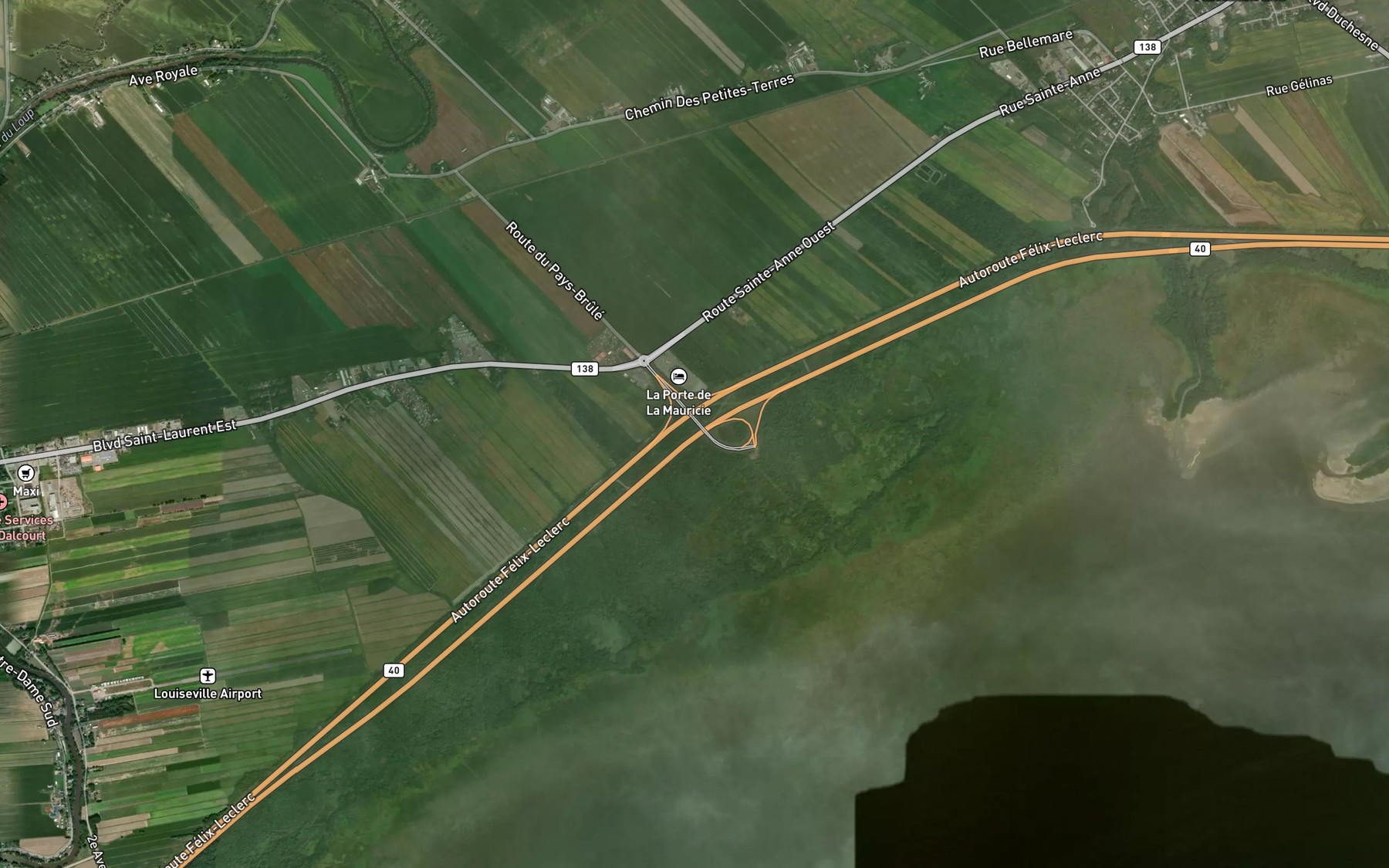 Satellite map of the Ruisseau Lebel