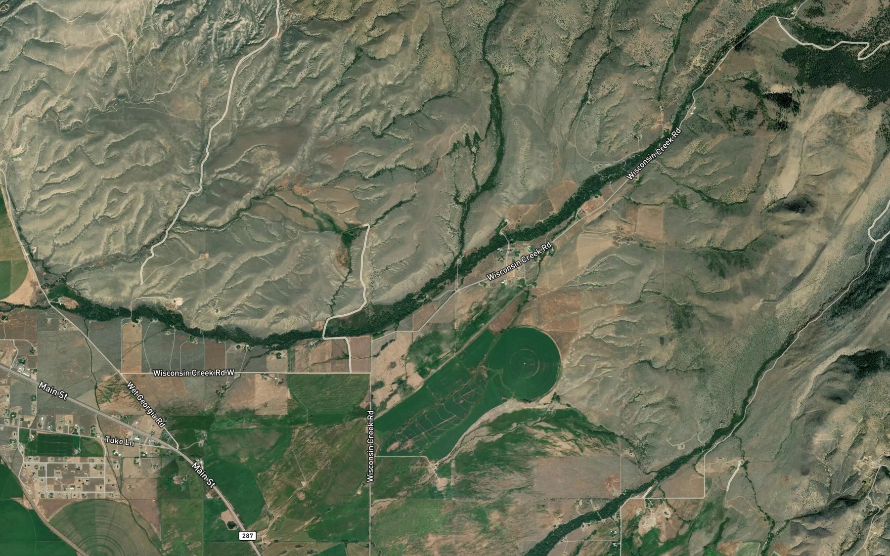 Satellite map of the Nugget Creek