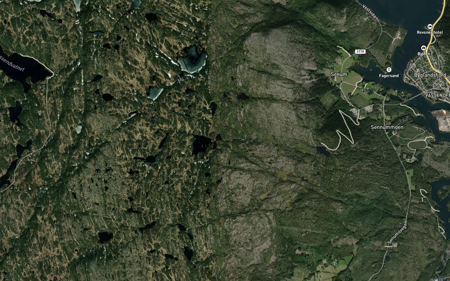 Satellite map of the Sauefoss