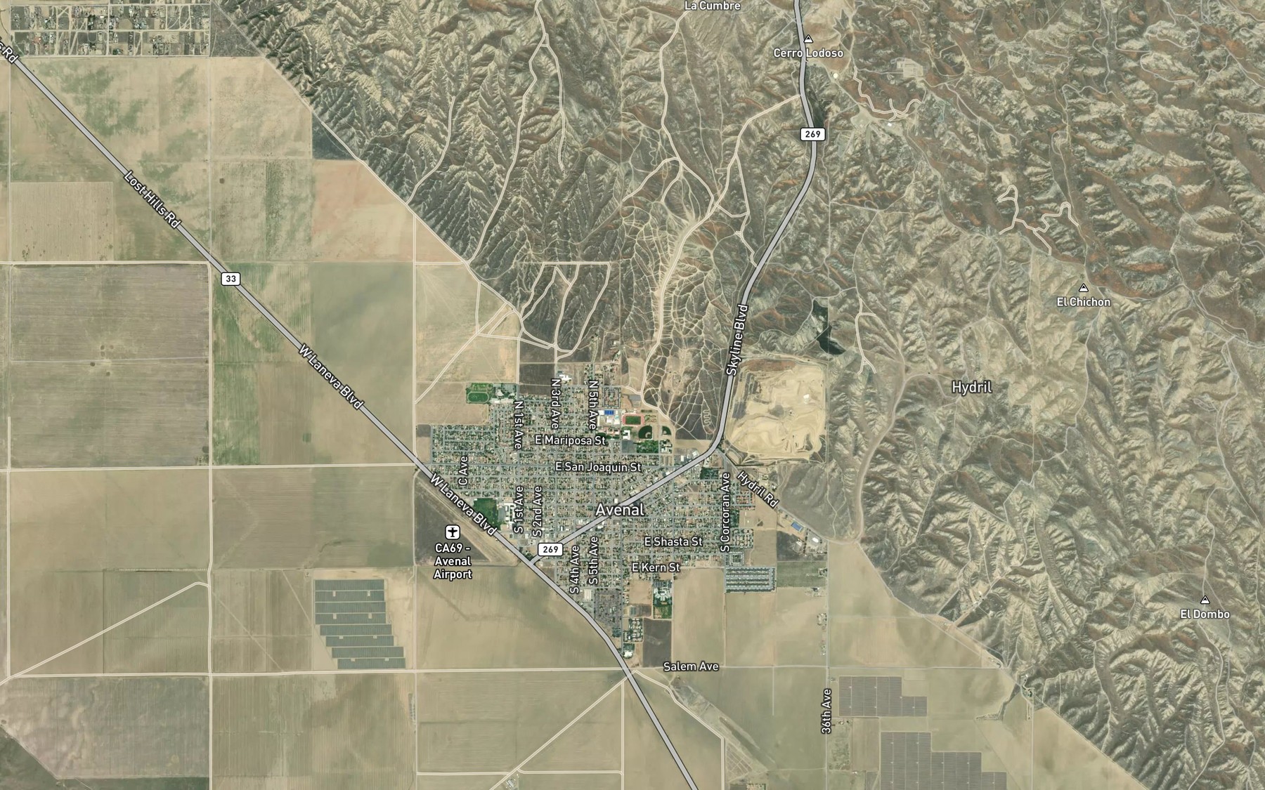 Satellite map of the Arroyo Esquinado