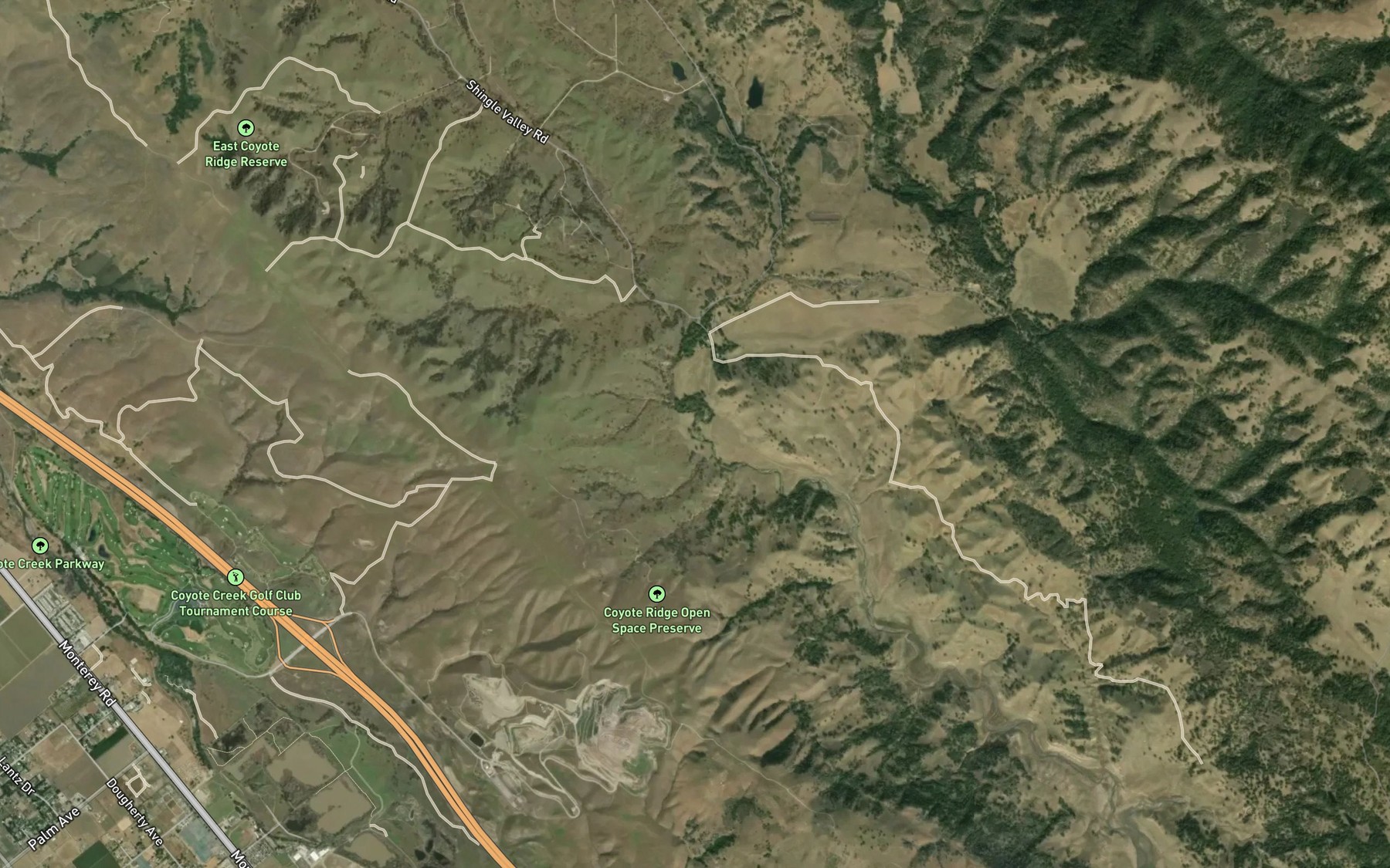 Satellite map of the Las Animas Creek