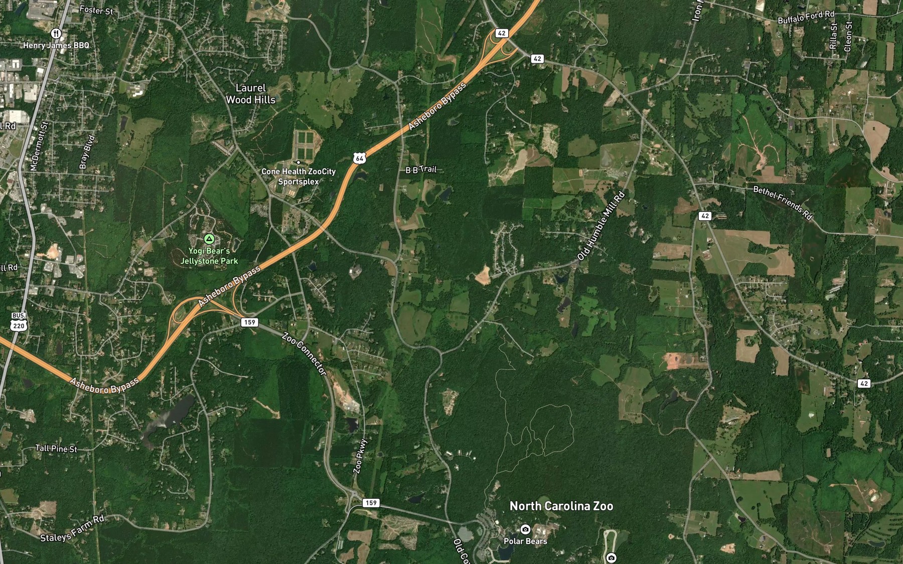 Satellite map of the Vestal Creek