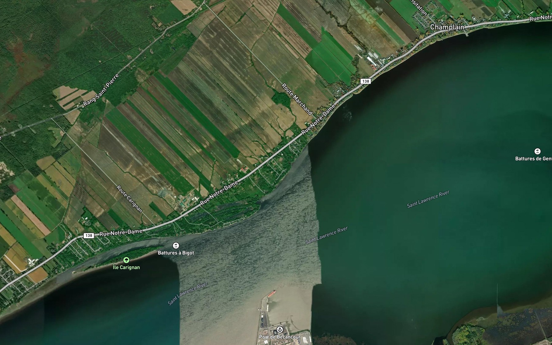 Satellite map of the Branche Rivard