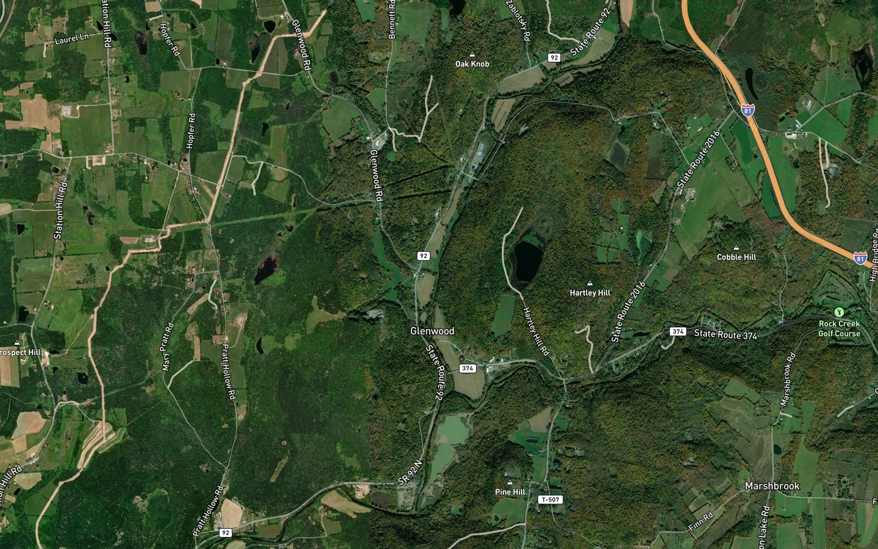 Satellite map of the Millard Creek