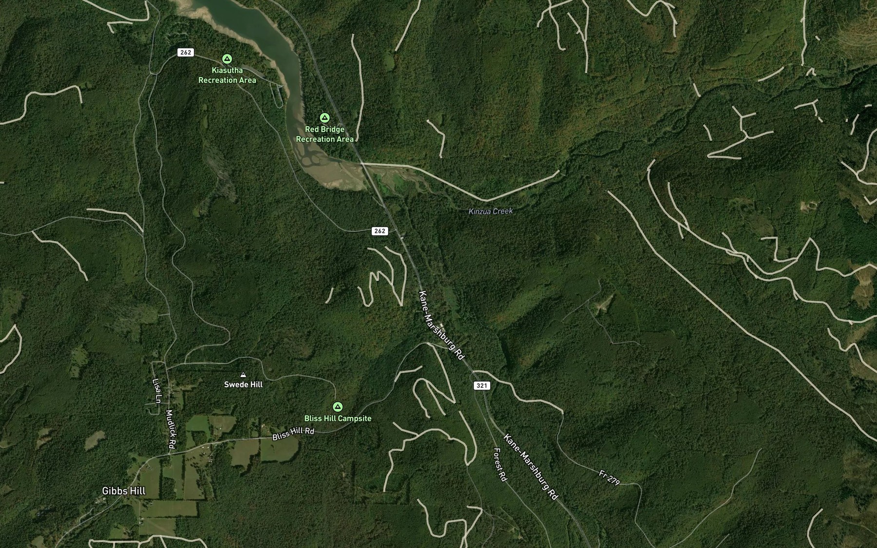 Satellite map of the Gunning Run