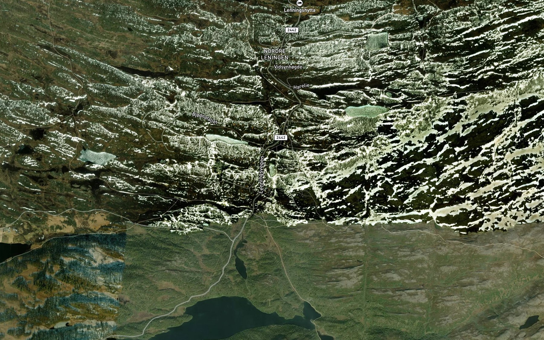Satellite map of the Lortetjernet